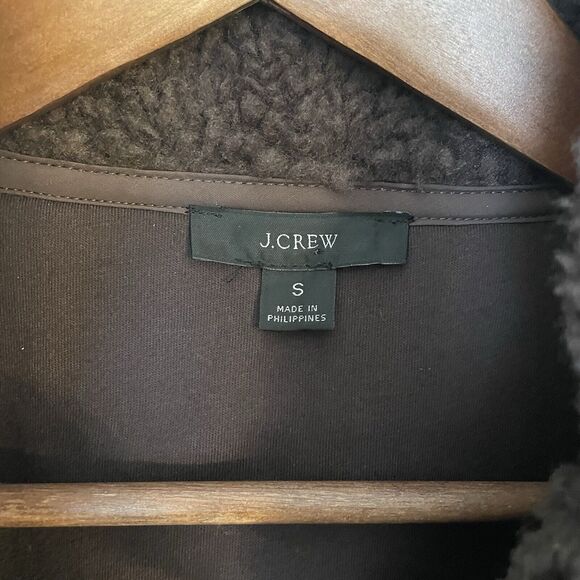 J Crew Teddy sherpa half-zip sweatshirt size Small Chocolate Brown Mock Neck - Picture 3 of 6